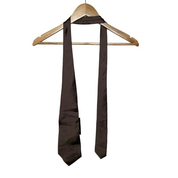NWT YSL Rive Gauche Brown 100% Silk Necktie - Picture 1 of 13